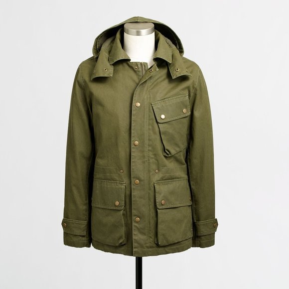 J. Crew Men’s Jacket Enfield Waxed Cotton Olive Green XL - Picture 1 of 8